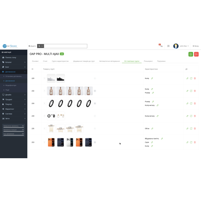 OAP PRO - MULTI AJAX опції як окремі товари з автоматичним зв’язуванням